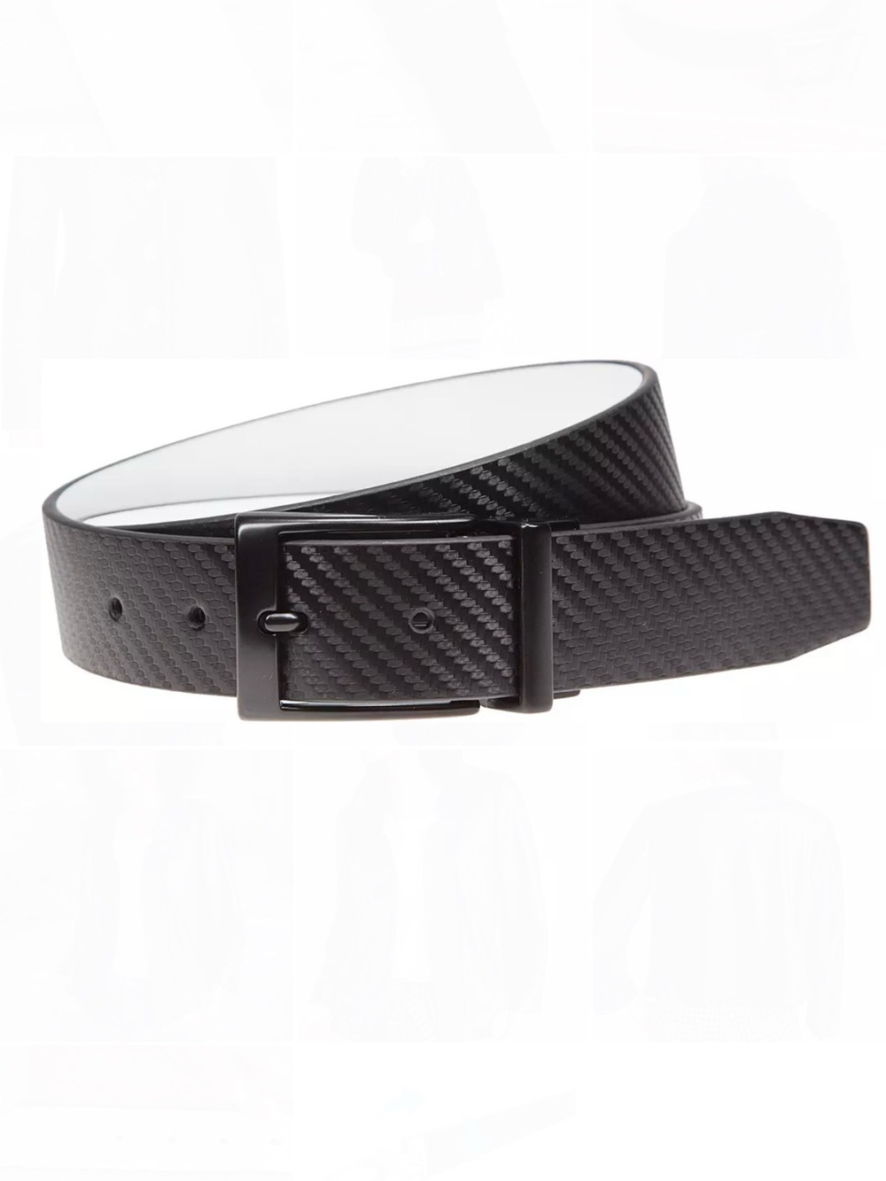 NIKE Black/White Reversible Carbon Fiber Synthetic Leather Golf Belt Sz 36